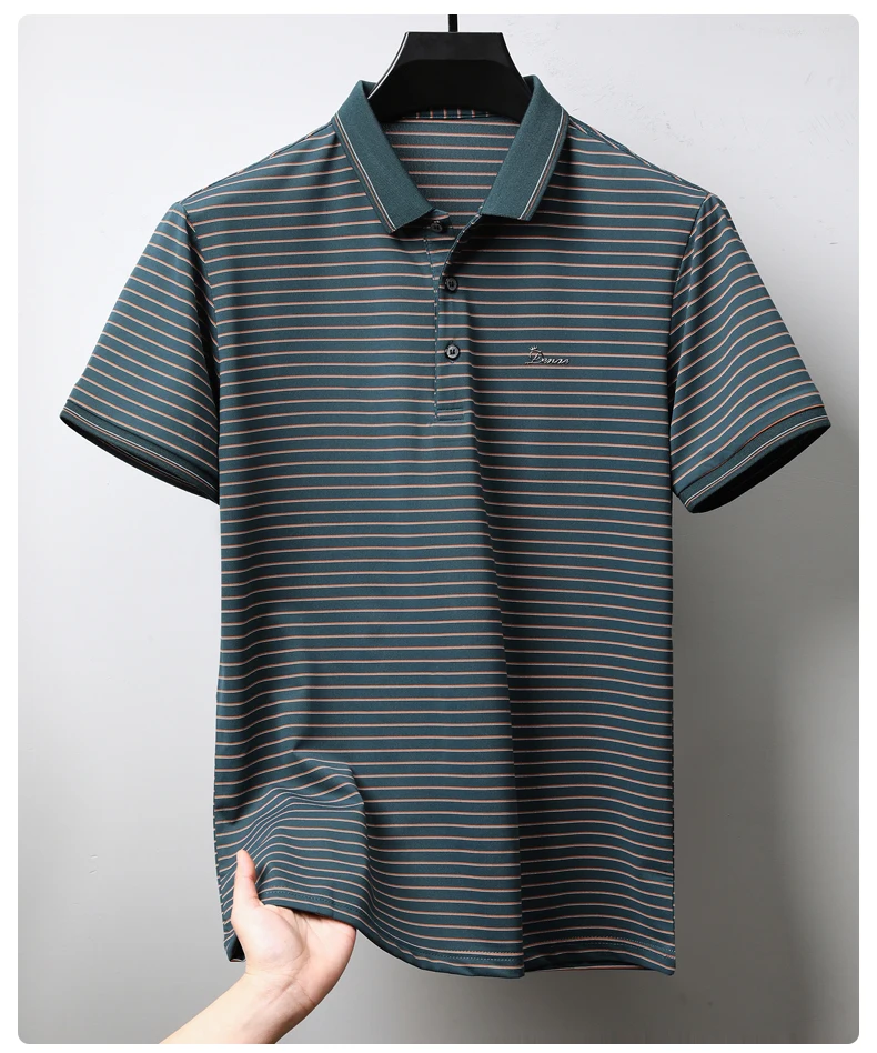 High quality luxury brand short sleeve polo shirt exquisite emboss comfort casual summer lapel T-shirt fashion stripe men's wear 18 S444611ffe6394863a2ad00713f303f64f