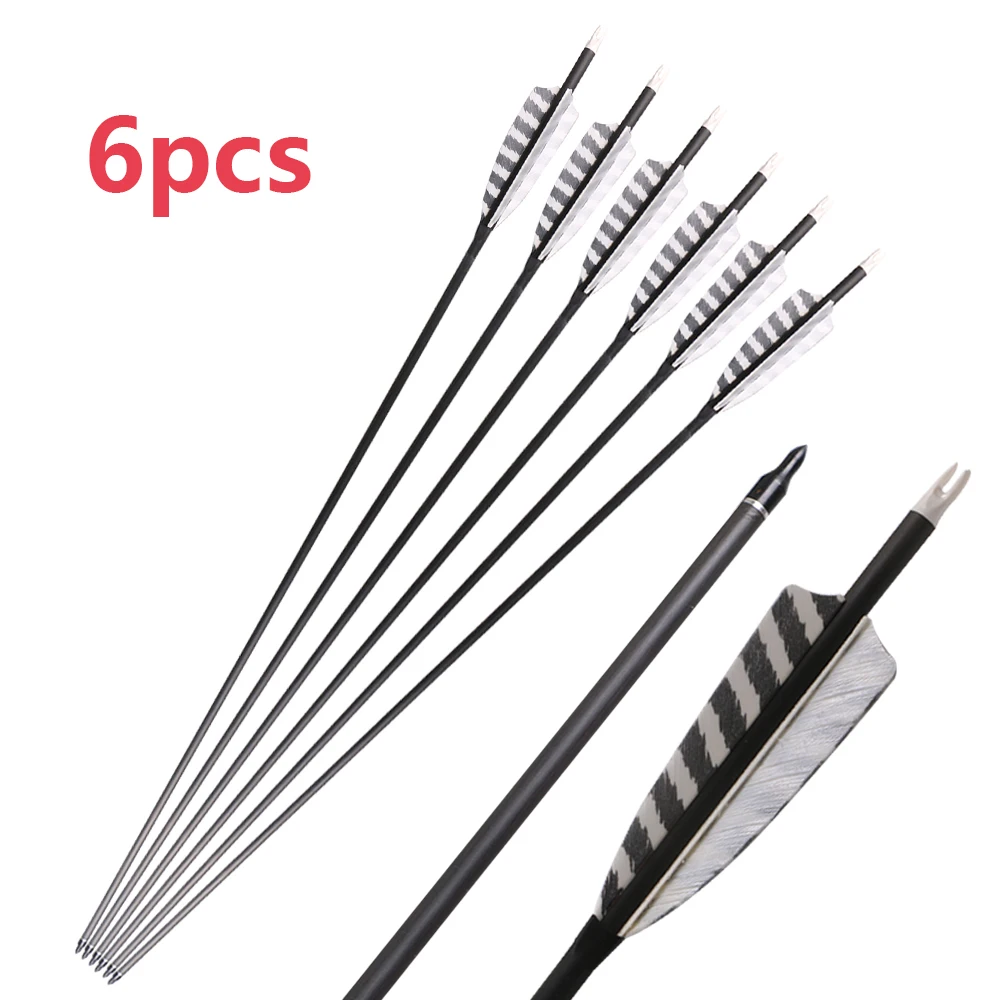 Flèches En Carbone 400 Spine - 28 Pouces, Pour Arc à Poulies Ou Recurve (55-65 Lbs), 18 Pièces Avec Pointes Remplaçables Et Empennages - 2