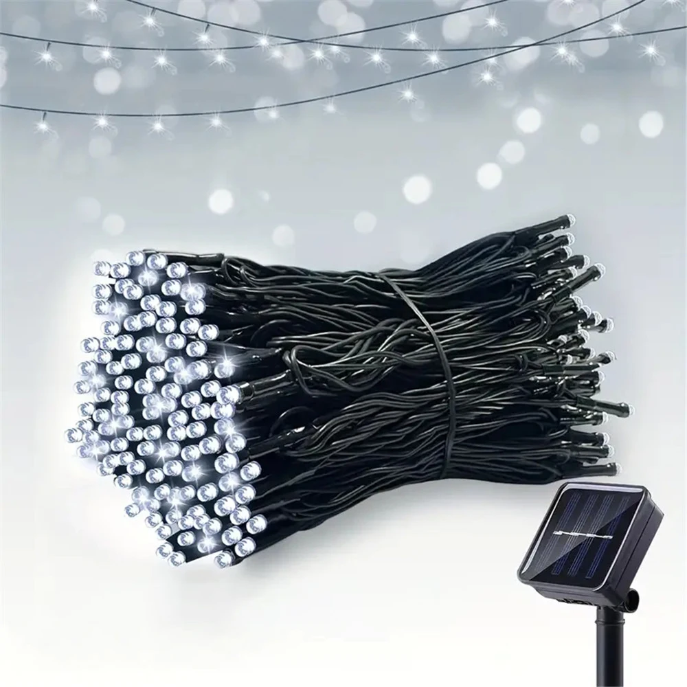 Enchanting Outdoor Solar-Powered LED Fairy String Lights - 8 Mode Decorative Garland for Holidays and Celebrations