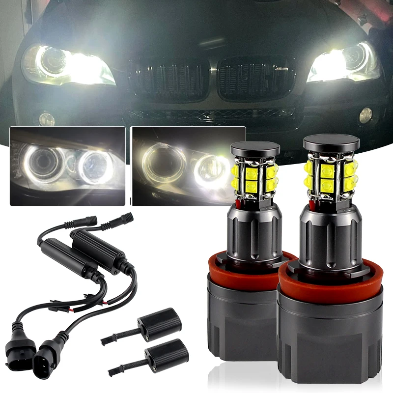 2Pcs Canbus H8 LED Auto Fog Light Bulbs 6000K Xenon White Replace Fog Light  For BMW E60 E61 E63 E64 E92 X5 E90 X6 E82 E87 E89