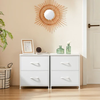JHK Living Room Cabinet Set of 2 Fabric Drawers Tables With Storage Sofa Table Closet Chest Clothes Display Cabinet Of Furniture 1