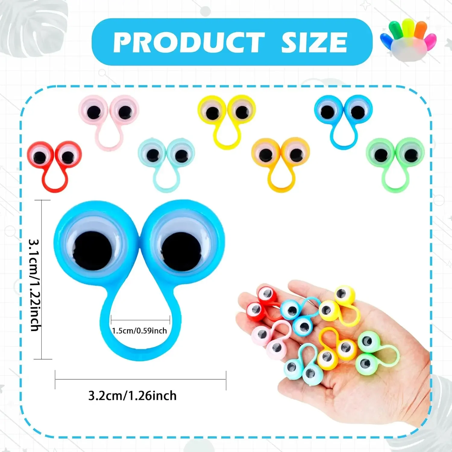 20pcs Googly Eye Rings Finger Puppets Eye Rings Monster Wiggly Eyeball Ring Funny Finger Toys Gift for Kids Birthday Party Favor