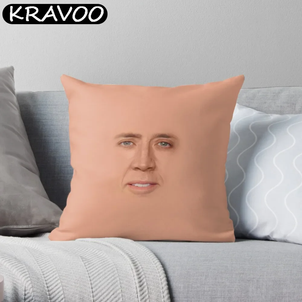 

Nicolas Cage Face Throw Pillow Cushion Cover Polyester Pillow Case For Sofa Home Living Room Car Seat Decor 45x45cm Funda Cojin