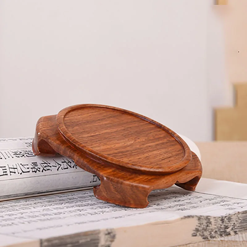 Solid Wood Base for Bonsai Tea Cup, Whole Wood Carving, Buddha Statue, Purple Sand Tea Pot, Vase, Vase, Miniature