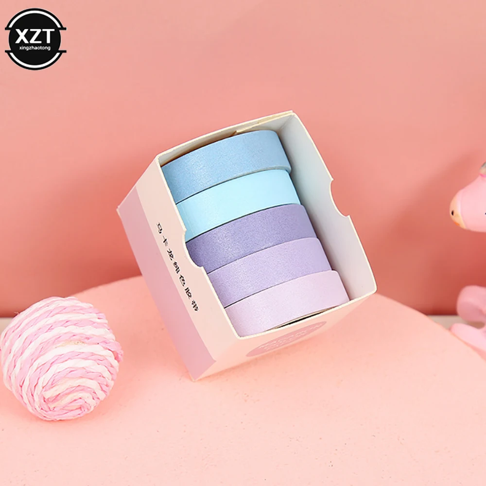 Hot 5pcs Solid Color Washi Tape Set DIY Scrapbooking for Junk Journal Solid Color Deco Masking Tape Stationery School Supplies