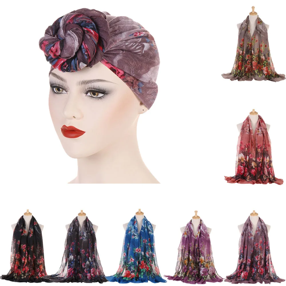 

2024 New Women's Long Scarf African Printed Muslim Hijab Head Scarves Extra Long Tail Head Wrapped Turban Headscarf 180*85cm