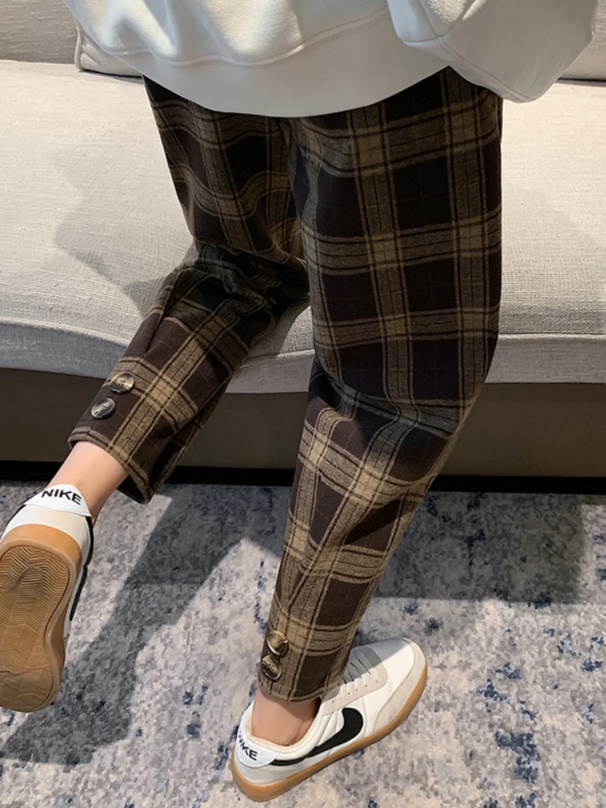 

Casual Thicken Woolen Wide Leg Pants Winter Warm Pantalones Korean Fashion High Waist Women's New Straight Sweatpants F184