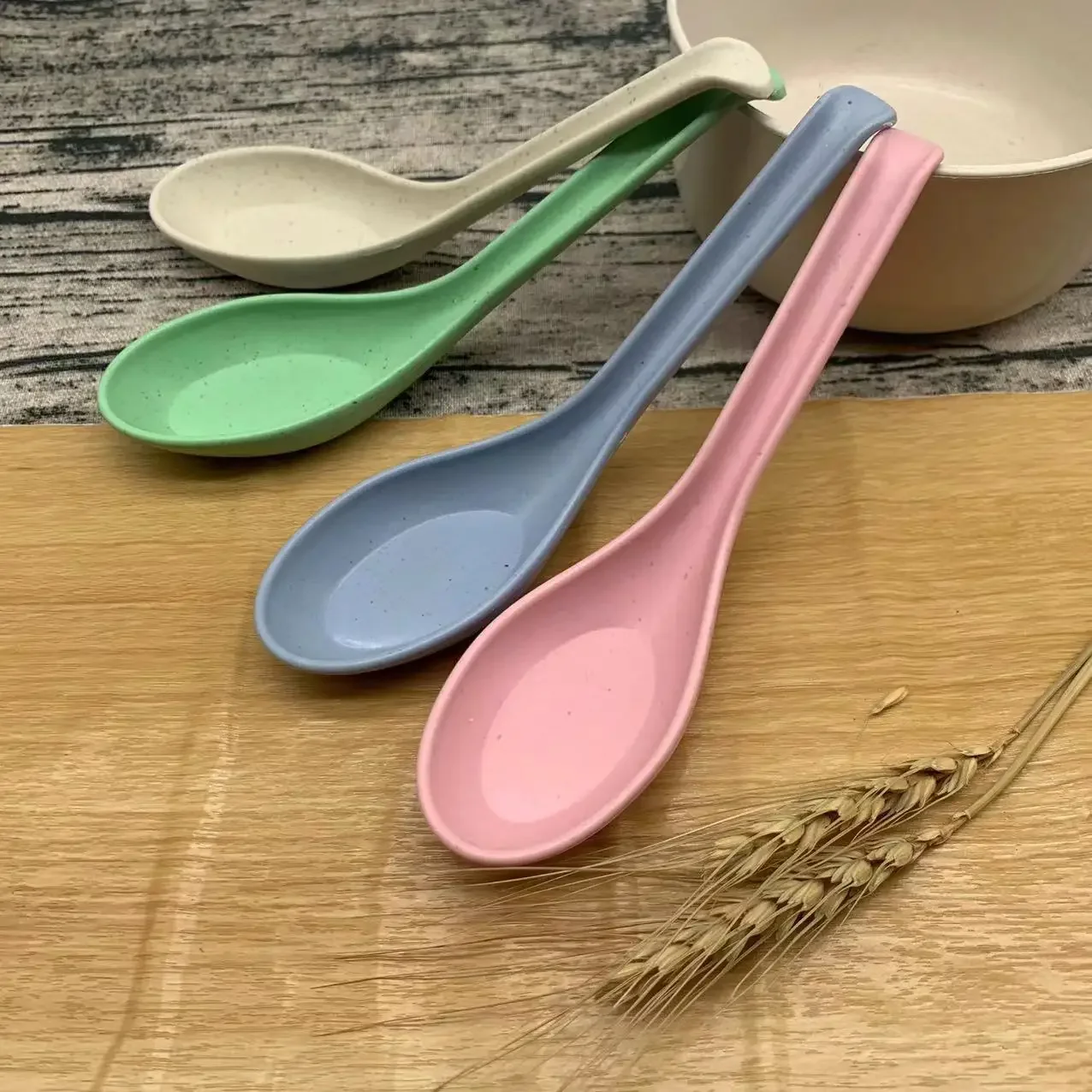 Wheat Straw Dinnerware Soup Spoons Japanese Rice Sauces Soup Spoon Creative Multi-color Tableware Hotel Restaurant Small Spoon soup spoon,wheat straw spoon