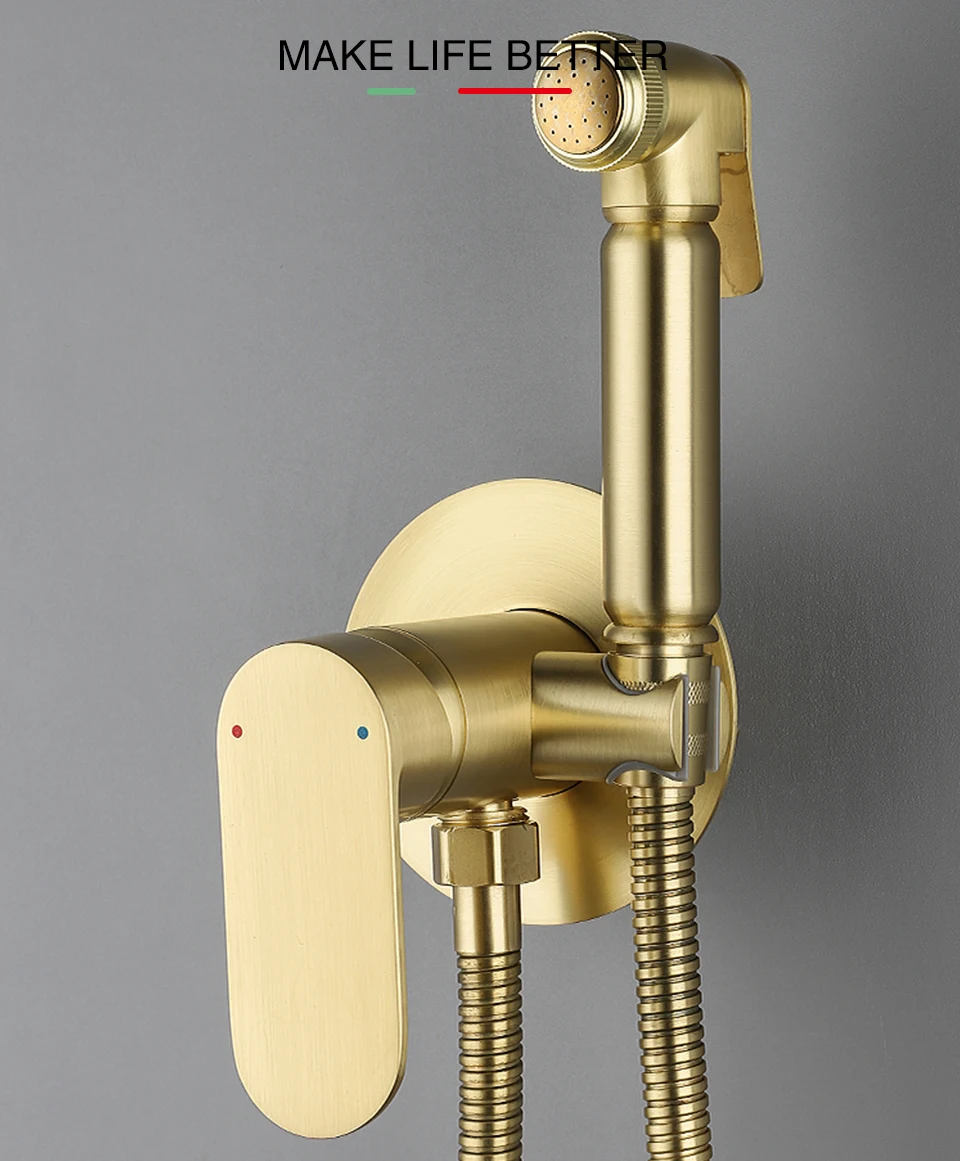 Description Picture 2 of itemULA Hot Cold Mixer Water Bidet Faucet Brass Gold Tap Portable Bidet Sprayer Shower Set Toilet Shattaf Set Bidet Hygienic Shower