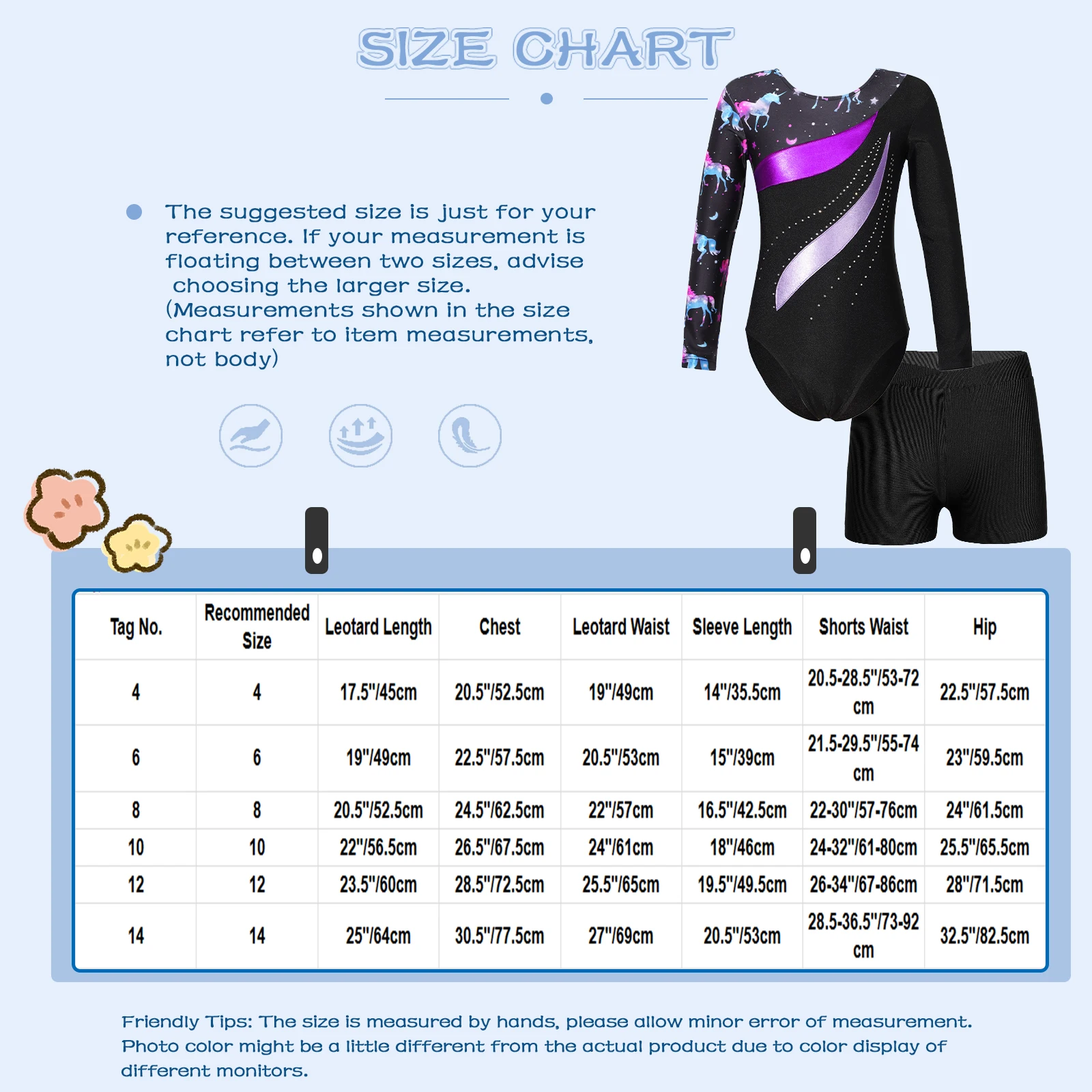 Kids Girls Long Sleeve Gymnastics Leotard with Shorts Ballet Unitard Set 2 Piece Dance Sports Workout Outfits for Children