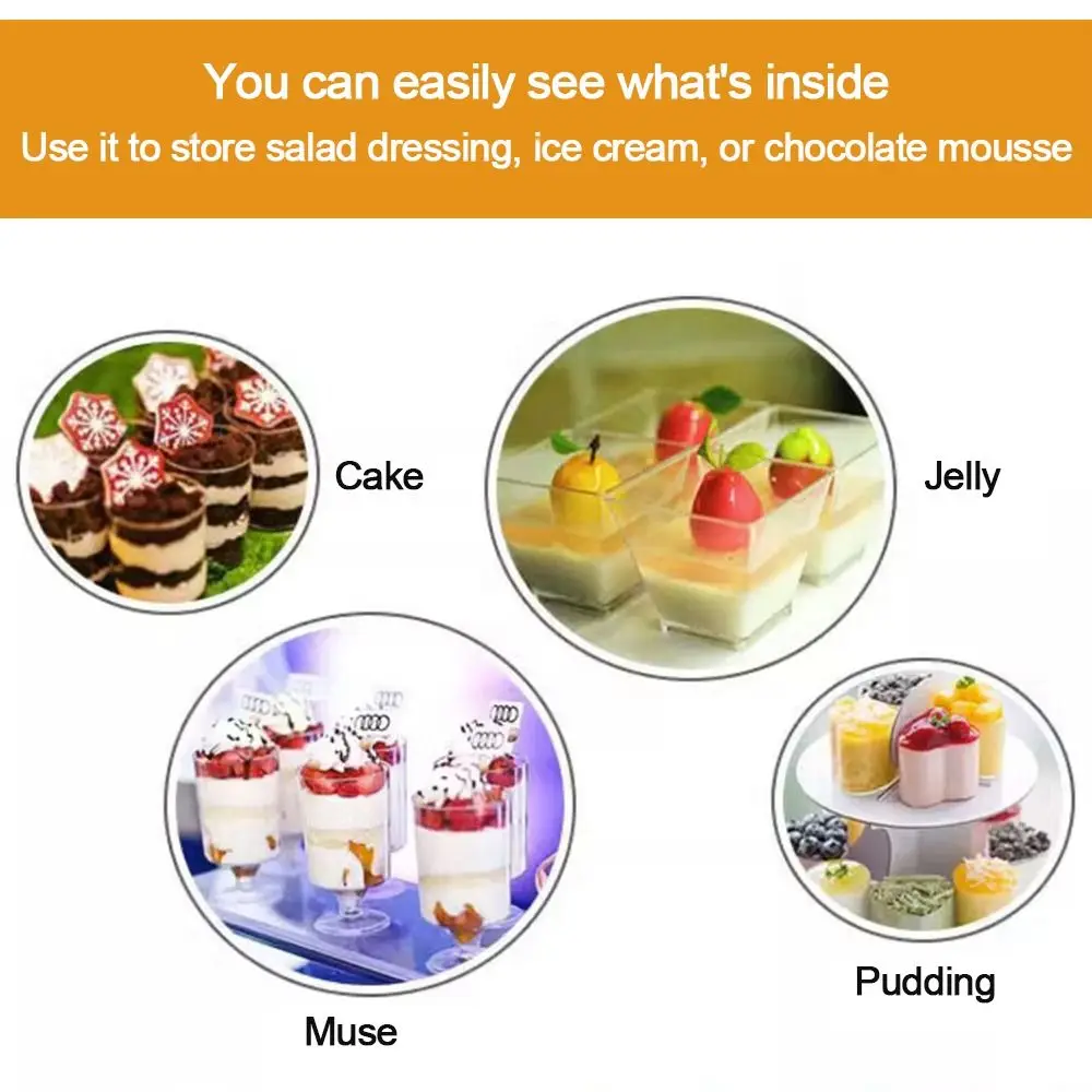 10Pcs 60/70ml Clear Ladder Shaped Cup Disposable Mousse Cup Dessert Cake Mousse Baking Appetizer Jelly Pudding