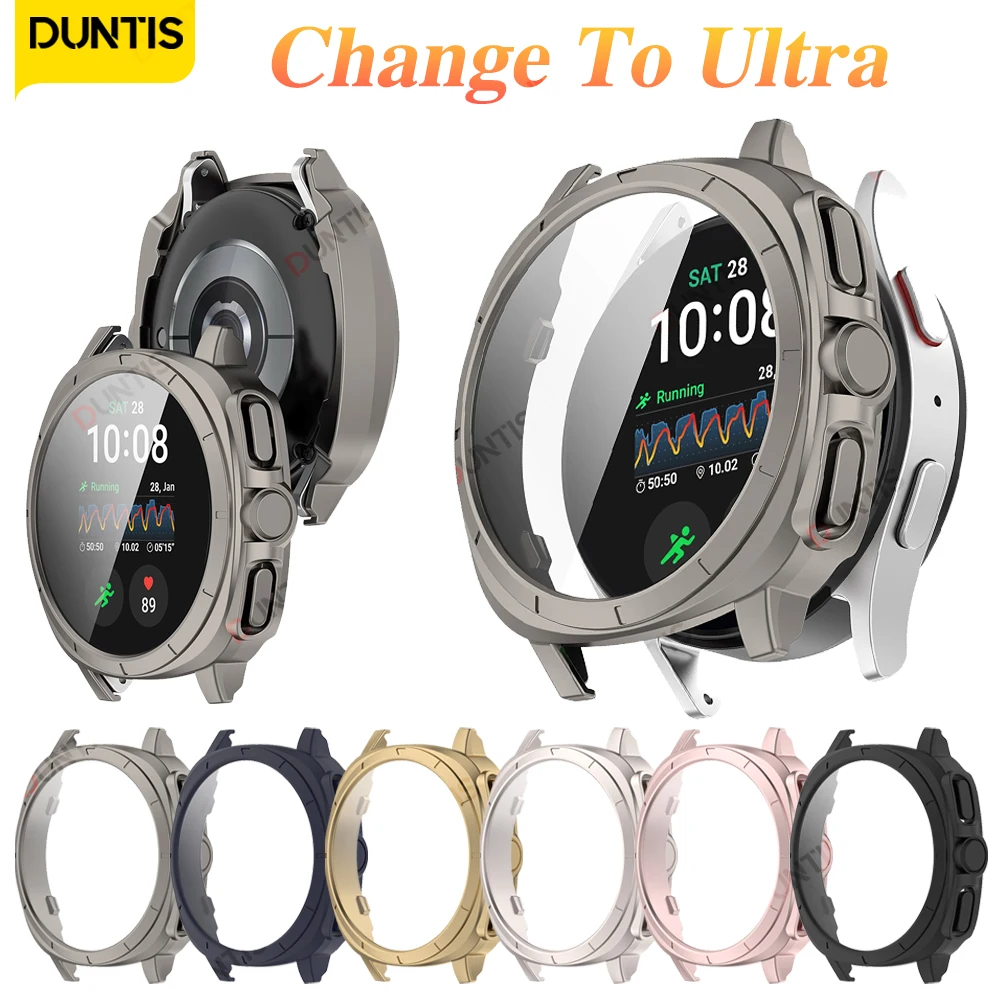 Change To Ultra Case for Samsung Galaxy Watch 7 40mm 44mm Tempered Glass Case + Screen Protector Upgrade to Samsung Watch Ultra watch screen protector case watch cover watch protective case watch case watch protective cover watch screen protector watch accessories