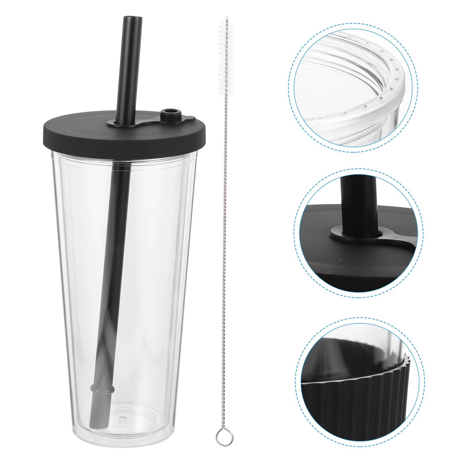 

Milk Tea Cup Disposable Coffee Cups with Lid Plastic Insulated Straw Drinking Glasses Summer