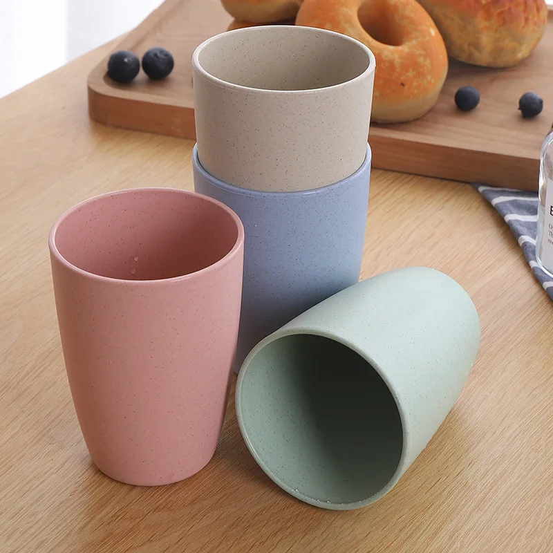 Nordic Style Plastic Tea Cups Eco-Friendly Wheat Straw Cup Coffee Tea Milk Drink Cup Toothbrush for Home Bathroom