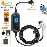 feyree Type1 Portable EV Charger 7KW 32A 1Phase J1772 Socket with 5m Cable Smart APP WIFI Control Version for Electric Vehicle - Image 2