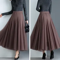 Plus-Size Popular Style, Large Flared, High-Waisted, Slim-Fitting Fairy Skirt, Mesh Skirt, Ankle-Length Long Skirt - Image 5
