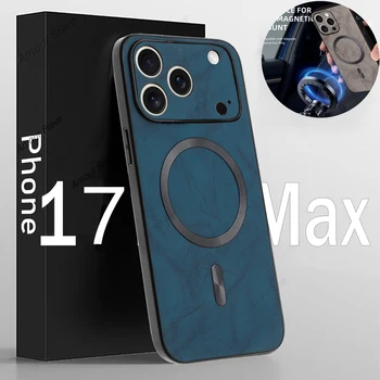 2025 Luxury Outstanding Texture Leather Phone Case for iPhone 17 Air 13 14 15 16 17Pro Max Plus Wireless Charging Magnetic Cover 1