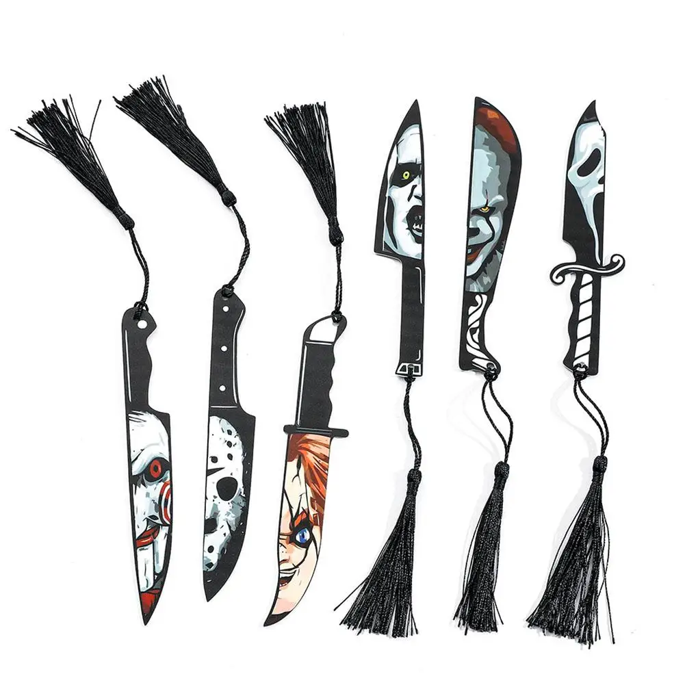 Bookmarks stationery supplies acrylic bookmark anime horror killer bookmarks series acrylic for book lovers reading markers Halloween dagger face ghost bookmark