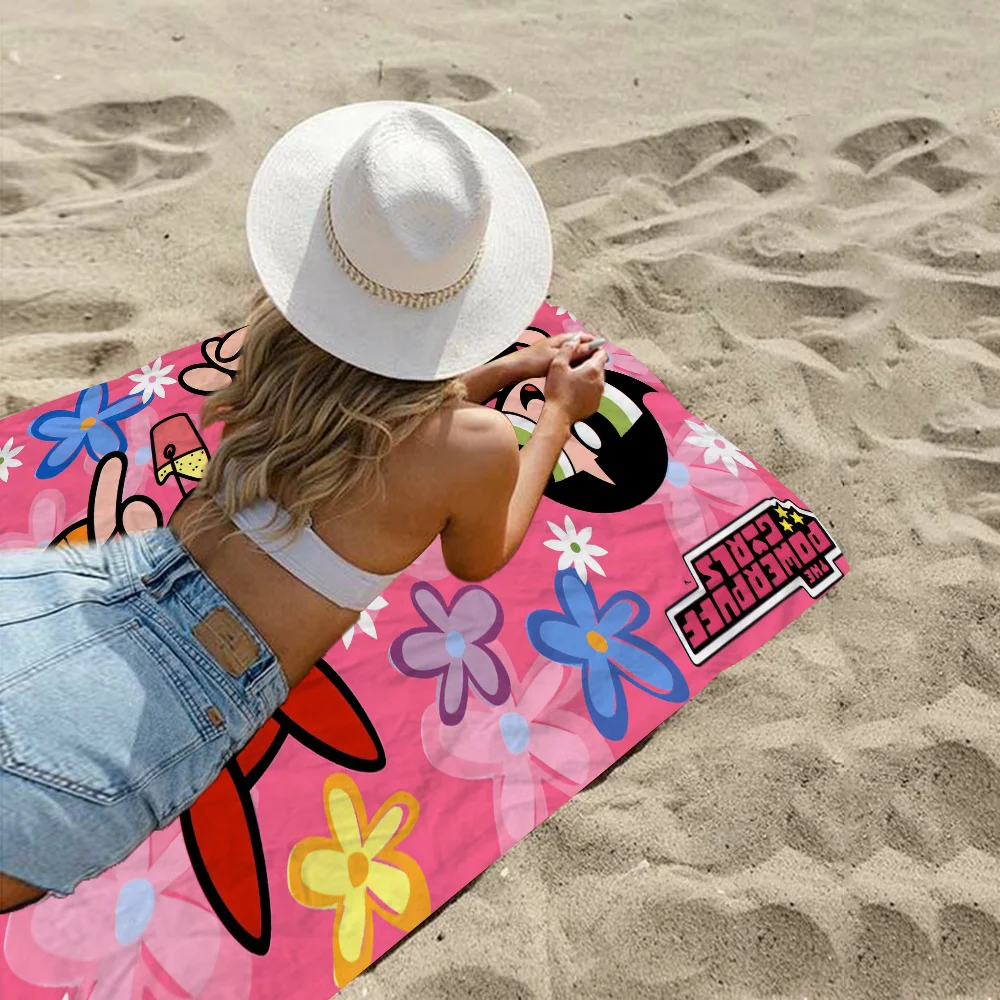 P-PowerpuffES-GirlS Towel Microfiber Beach Towel Absorbent Quick dry Soft Yoga Swimming Resort Mountain Climbing Towel 3