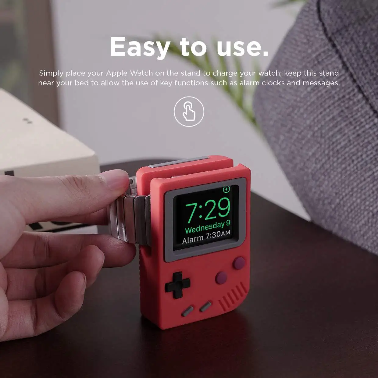 Silicone Charger Stand Holder for Apple Watch 8 7 6 5 4 iWatch 3 2 1 SE Ultra Retro Game Player Pattern Desk Charging Dock Base apple watch charger stand apple watch charging bracket