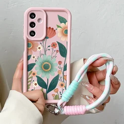 Charming Floral Phone Case with Wrist Chain and Lanyard, Soft TPU Cover for S25 FE (JGS1576 - Pink - SS)