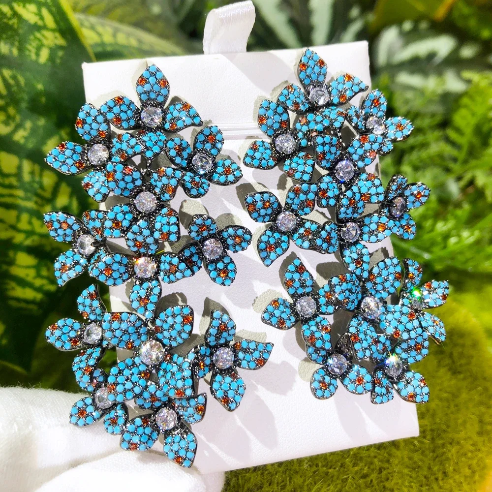 

Jimbora, романтические очаровательные большие серьги, блестящие великолепные серьги с кубическим цирконием для женщин, аксессуары для свадебной вечеринки, высокое качество