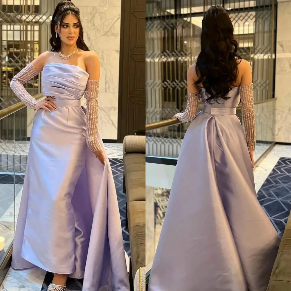 

Exquisite High Quality Bateall A-line Sweep/Brush Evening Dresses Tulle Formal Ocassion Gown Satin vestido feminino festa luxo