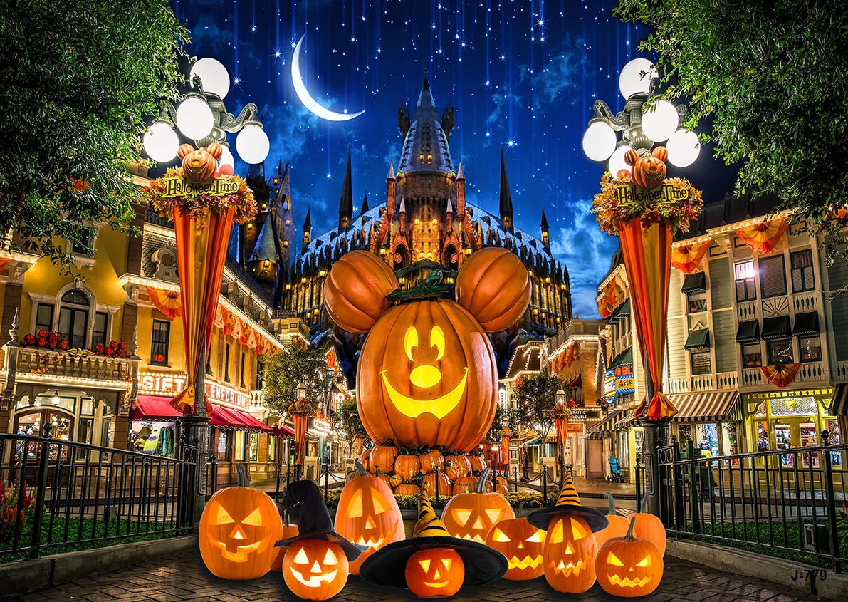 Halloween Mickey Mouse Pumpkin Head Photography Background: The Ultimate  Disney-Themed Wallpapers for Spooky Photos, image size:1191x845
