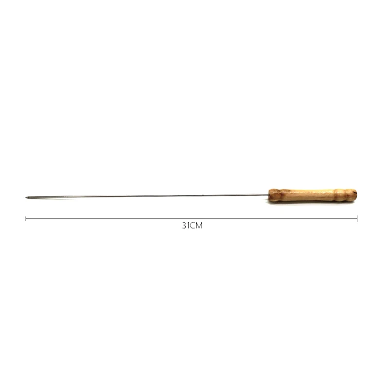 10Pcs/pack Stainless Steel BBQ Skewers UTENSIL Wooden Handle Needle Kebab Sticks For Outdoor Camping Picnic Cooking Tools