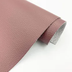 Premium 20x30cm Litchi Pattern PU Leather Fabric - Waterproof Faux Leather for Sewing & DIY Projects (8 Red - Brown)