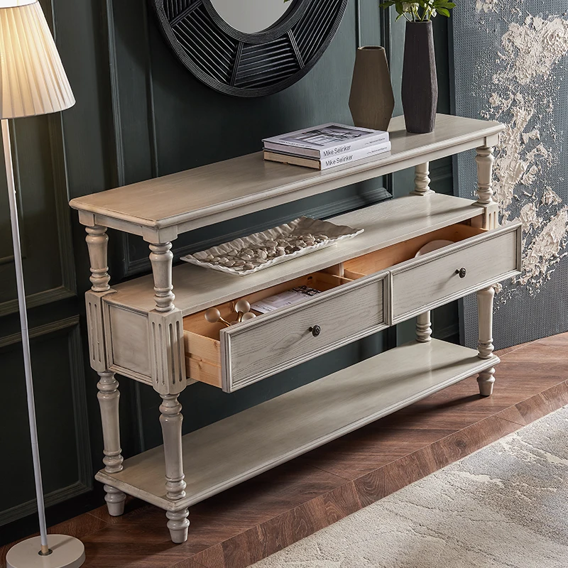 Consolle American Glam con portaoggetti Consolle retrò elegante e alla moda Portico Ingresso Tisch Wohnzimer Möbel Mobili - immagine 5