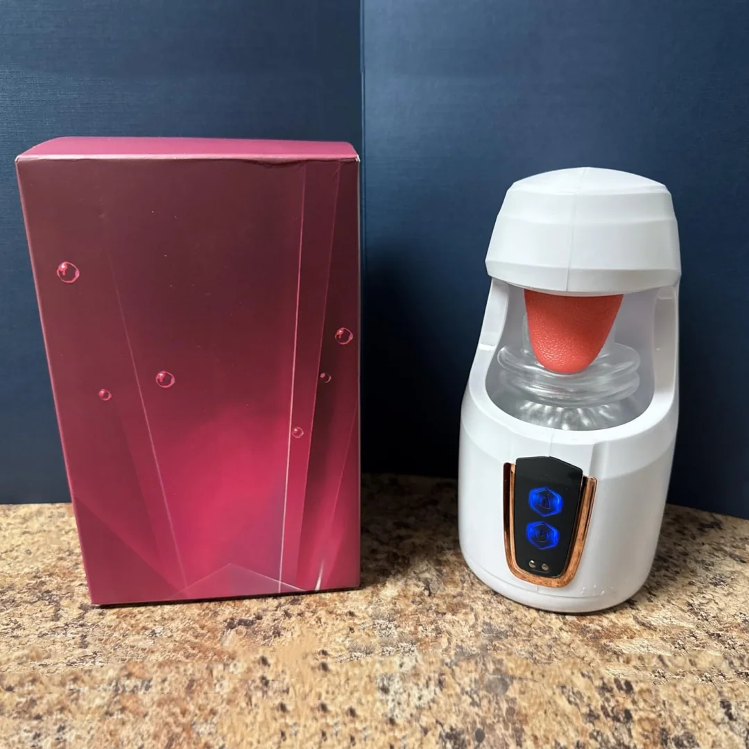 KUSHOR Tongue Licking Male Masturbator 10 Thrusting Blowjob Sex Machine Stroker for Glans Training Sex Toys for Men Pleasure