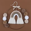 Nordic Macrame Rainbow Wall Decor for Bedroom Nursery Baby Kids Room Round Metal Tapestry Rope Woven Tassel Wall Hanging 2