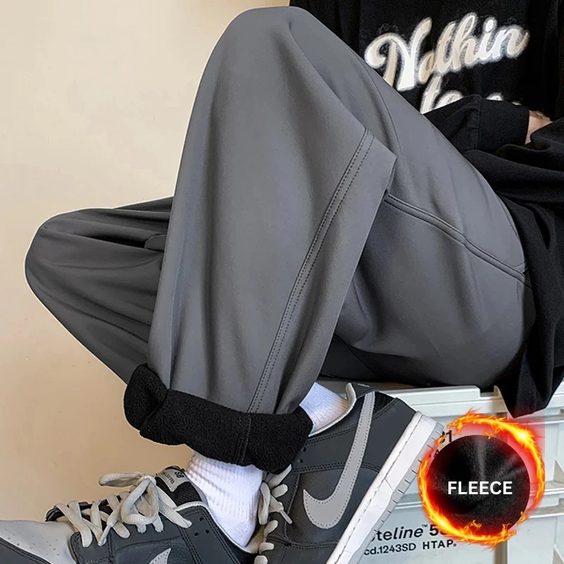 

Fleece Thickened Men's Sweatpants Winter Large Size Warm Joggers Pants Harem Pants Fashion Solid Color Male Casual Trousers 4XL