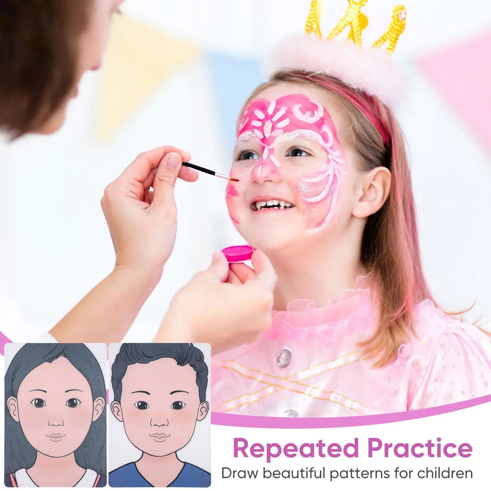 2pcs Face Eyelid Painting Practice Board Plastic Practice Face Training Makeup Template Color Makeup Model For Painting
