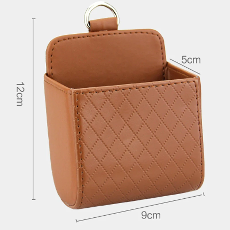 Car Storage Bag Air Vent Dashboard Hanging PU Leather Organizer Box Glasses Phone Holder car phone holder car storage gadget
