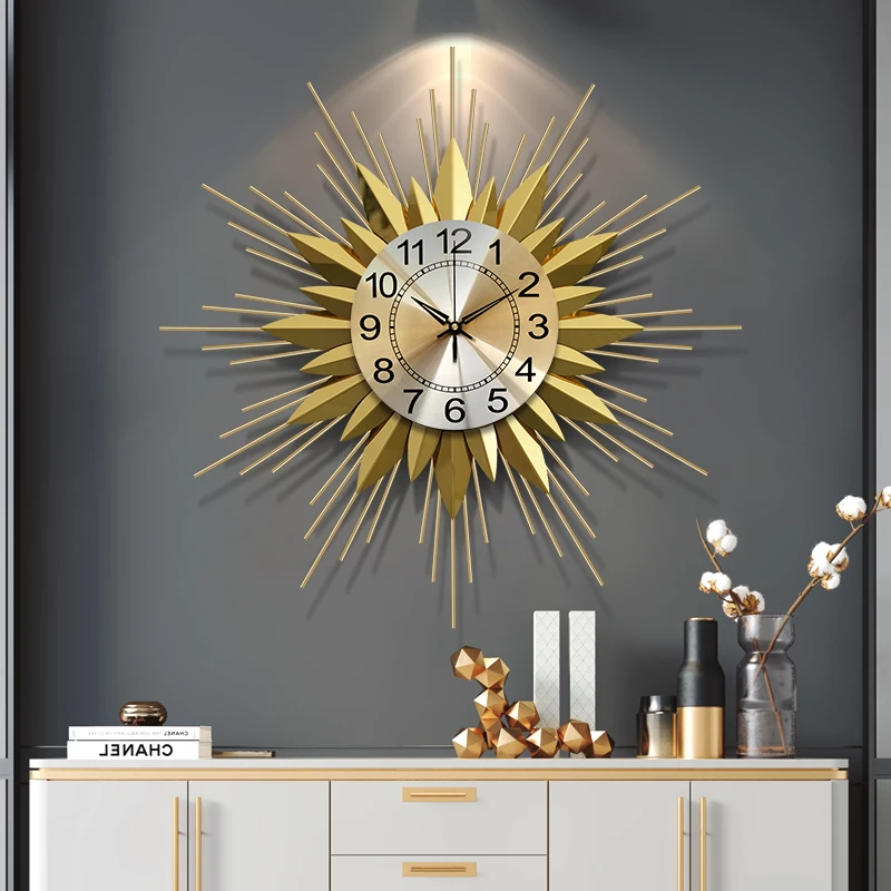 

Nordic Light Luxury Wall Clock Modern Living Room Silent Large Art Metal Digital Clock Modern Design Bedroom horloge Home Decor