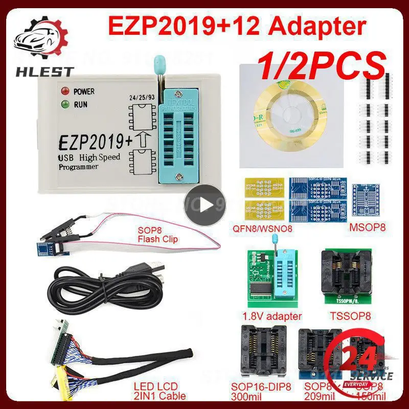 

1/2PCS 2019 EZP2019+ High-speed USB SPI Programmer EEPROM minipro adapter with 15 adapter