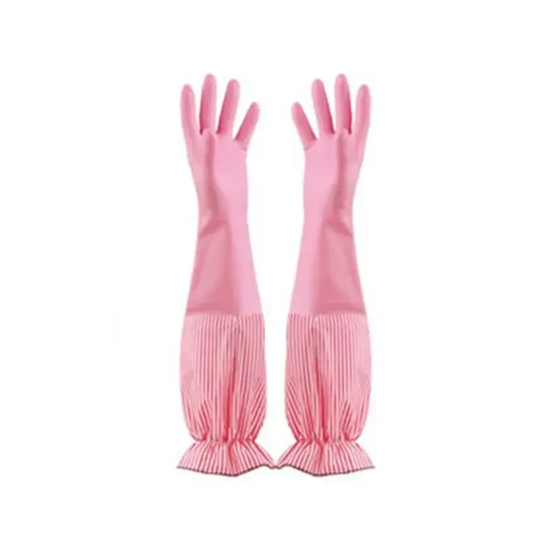 Washing Gloves Dishwashing Cleaning Rubber Durable Household Long Thickening Women Gloves Sleeve Floral Glove Waterproof Kit Dishwashing Gloves Cleaning Gloves