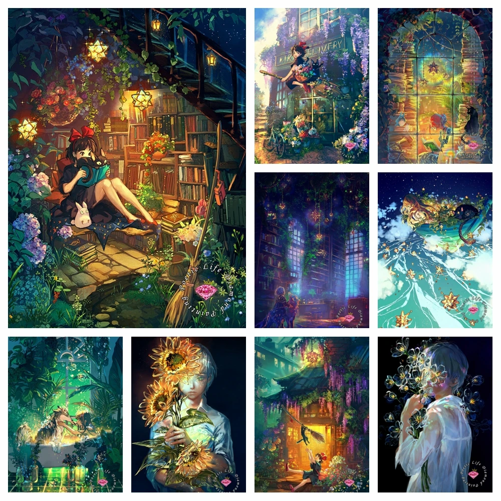 Dreams River Skeleton Flower Diamond Rhinestone Painting Cross Stitch Embroidery Bathtime Stairs Poster Mosaic Cozy Home Decor