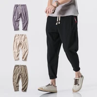 Cotton Joggers Men Solid Men's Harem Pants 2022 Summer Fitness Casual Cropped Pants Mens Trousers Streetwear Slim Male Pants