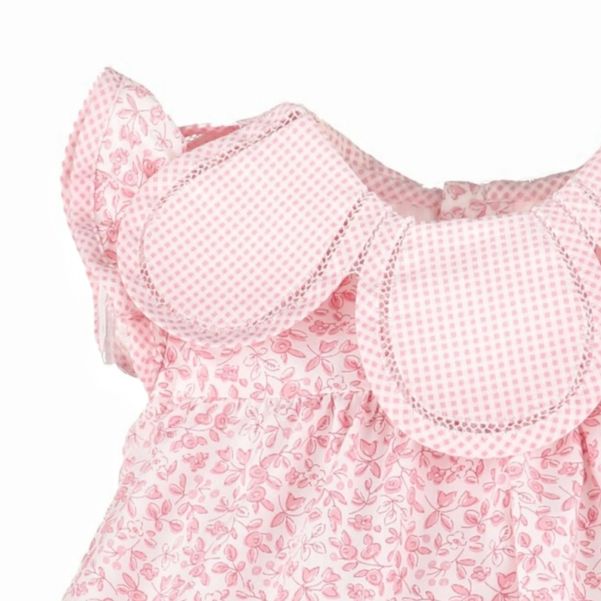 여자아이 꽃무늬 꽃잎 칼라 드레스 뒷면 리본 디자인 키즈 여아 투피스 세트 블루머 반바지 부티크 의류