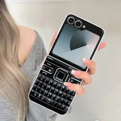 Retro Keyboard Pattern Clear Phone Case - Stylish & Fun Design for Samsung Z Flip8 (-1)
