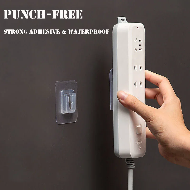 Transparent Baby Electric Safety Hooks Punch Free Contact Prevention Adhesive Wall Hooks Seamless Multi-use Home Bath Door Hook