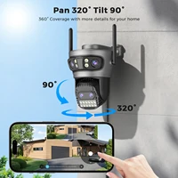 Caméra Wifi 20MP 10K Quatre écrans 360 ° Pas d'angle mort Ultra longue portée 10X Zoom caméra de surveillance extérieure HD 5G caméra de sécurité 3