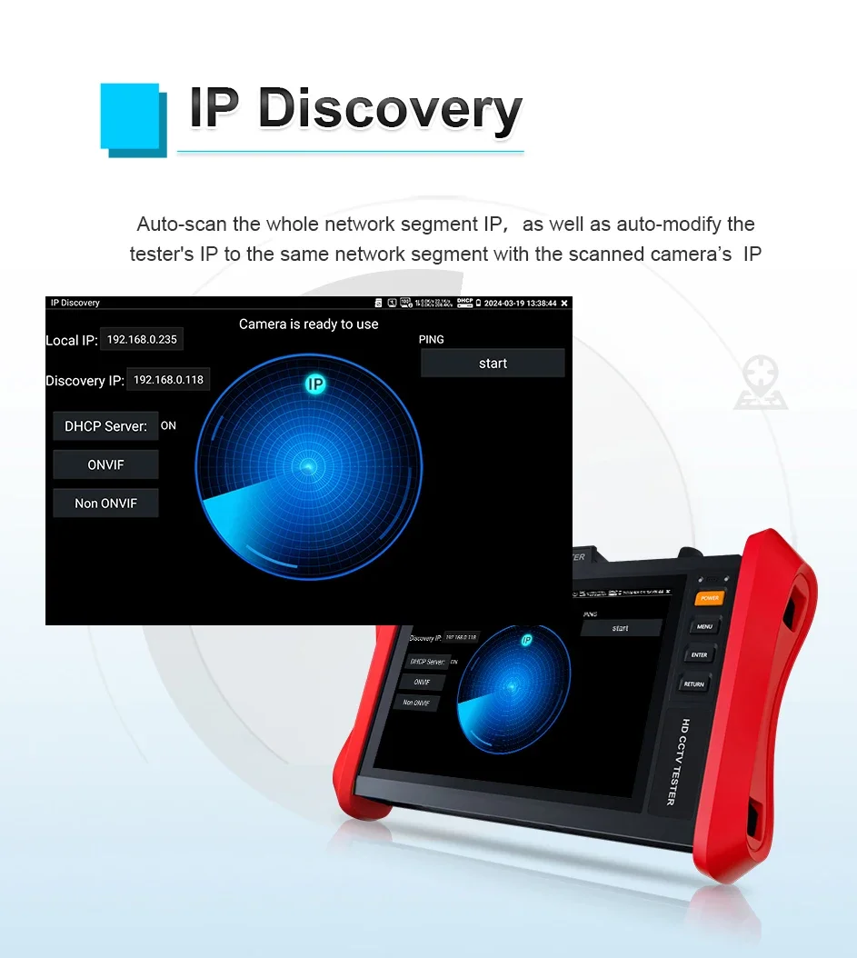 CCTV Tester 8" Monitor 4K H.265 IP 8MP AHD/TVI/CVI CCTV Camera Testing Tool HDMI & VGA input Cable Tester cctv camera tester