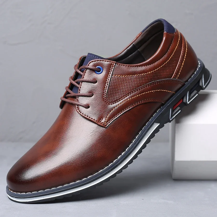 

Retro Men Shoes Business Brand Leather Shoes Fashion Casual Shoes for Men Black Brown Breathable Loafers Comfort Men'shoe 2024