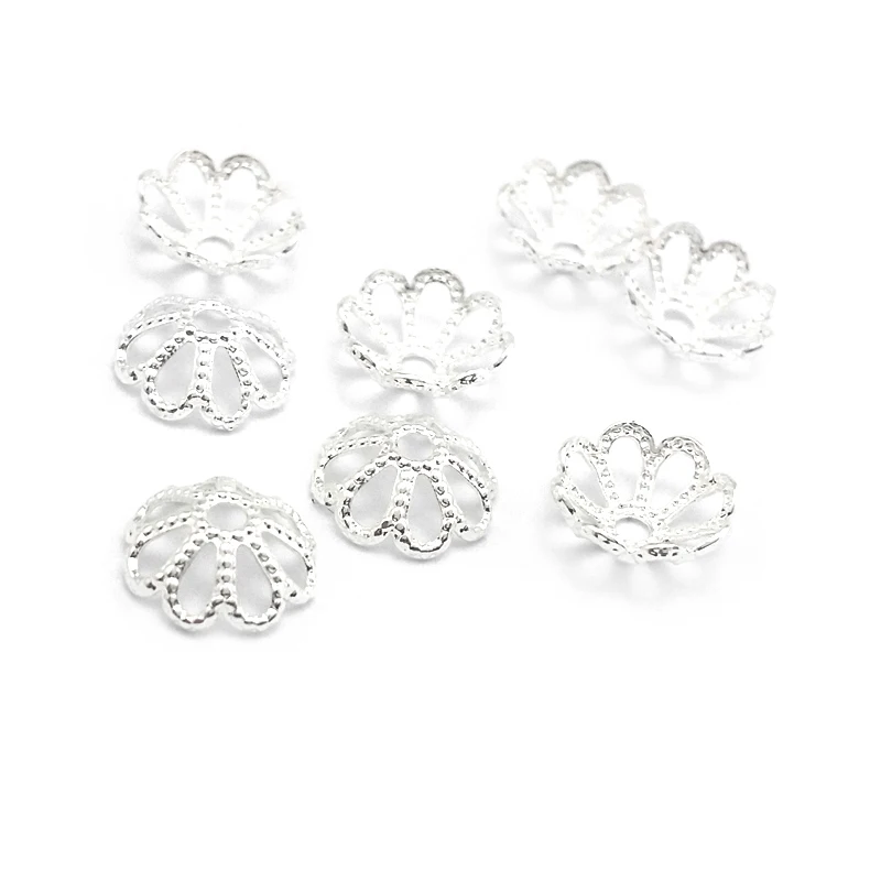 실버 골드 컬러 로즈 골드 컬러 황동 플라워 비즈 캡, 주얼리 제작 DIY 결과물 액세서리, 7mm, 8mm, 12mm, 14mm, 18K