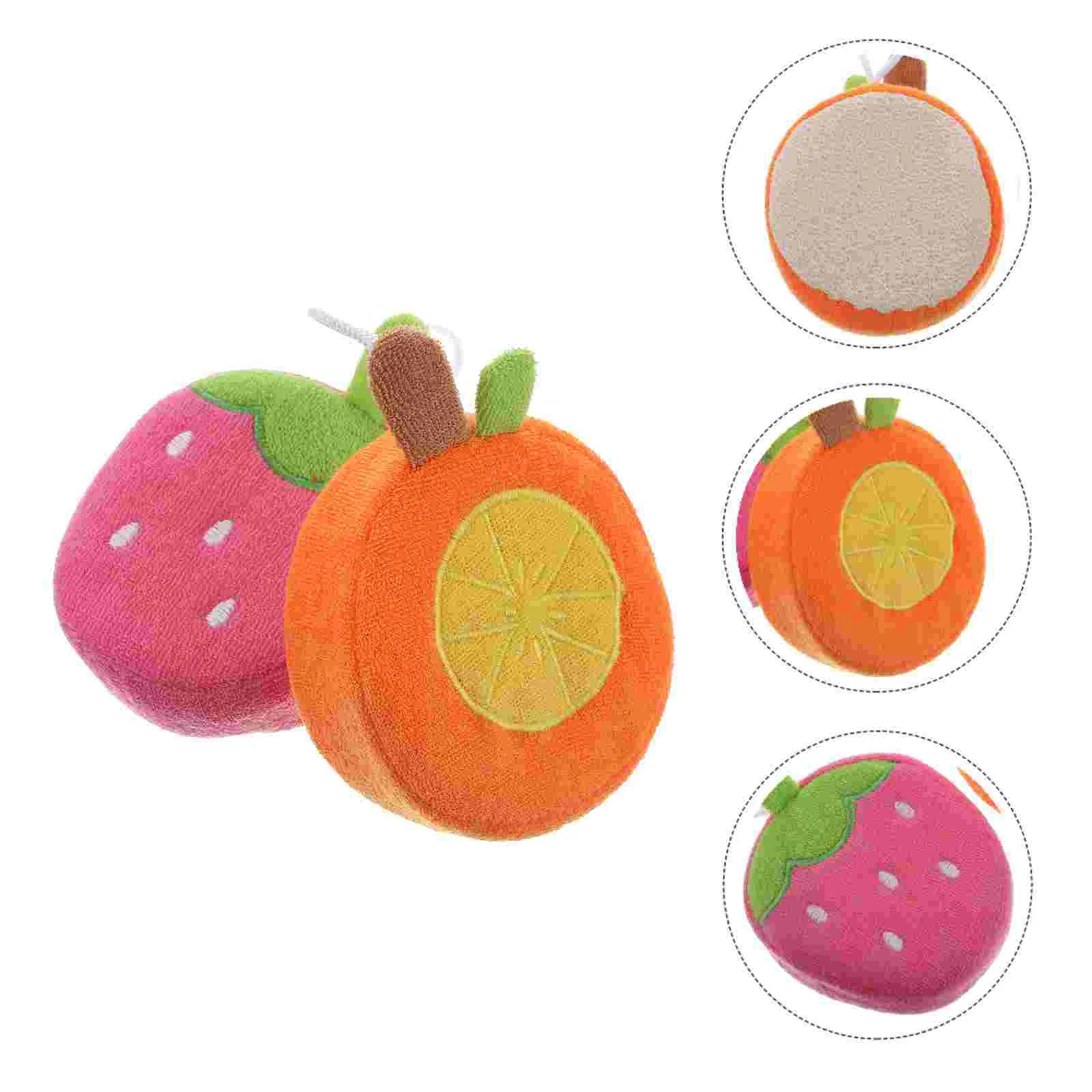 

2 Pcs Fruit Baby Bath Scrub Tub Scrubber Infant Body Loofah Exfoliating Sponge Cartoon Shower Balls Children's Bathing Take