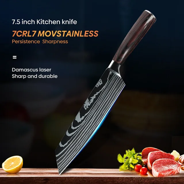 Coltello Kiritsuke giapponese professionale da 8 pollici Coltello da chef da cucina per sushi di pesce ultra affilato in acciaio inossidabile ad alto tenore di carbonio tedesco 1